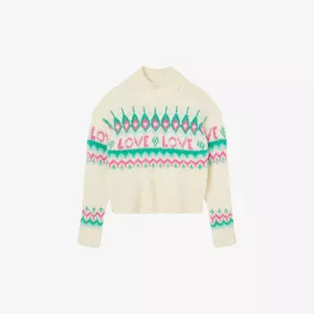 Джемпер Love Fairisle из альпаки Sandro, цвет naturels
