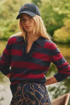 Джемпер Maddie с v образным вырезом и воротником Joules, красный