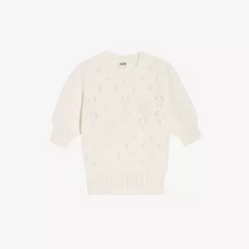Джемпер Madrigal с объемными рукавами и декоративной строчкой из смесового хлопка Claudie Pierlot, цвет naturels