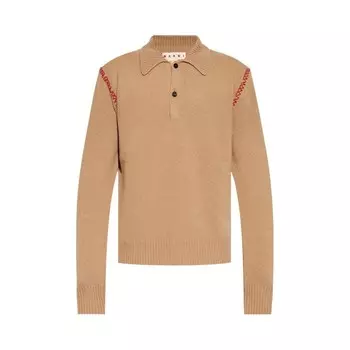 Джемпер Marni Long-Sleeve Knitted Polo Jumper, бежевый