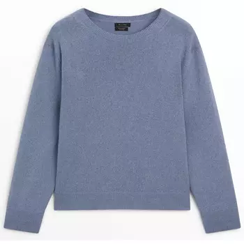 Джемпер Massimo Dutti Cotton Crew Neck, серовато-синий