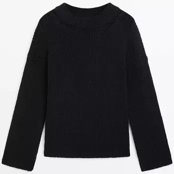 Джемпер Massimo Dutti Crew Neck Knit, черный