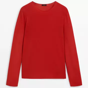 Джемпер Massimo Dutti Extra Fine Knit Crew Neck, красный