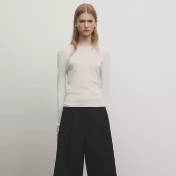 Джемпер Massimo Dutti Extra Fine Knit Crew Neck, кремовый