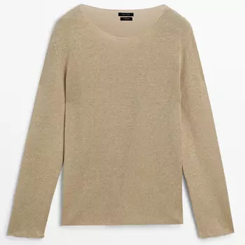 Джемпер Massimo Dutti Linen Blend Boat Neck Knit, песочный