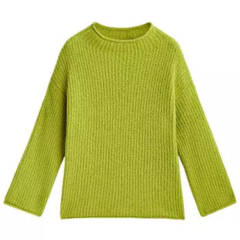 Джемпер Massimo Dutti Textured Knit Mock Turtleneck, зеленый