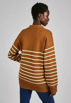 Джемпер MATERNITY STRIPE COLLARED REGULAR FIT JoJo Maman Bb, золотого цвета