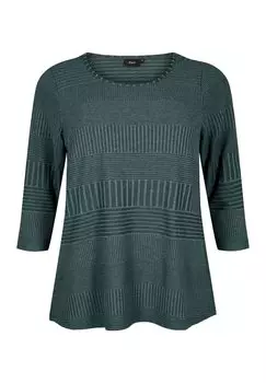 Джемпер MED 3/4 RMER OG STRIBET MNSTER Zizzi, зеленый