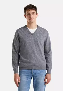 Джемпер MERINO V NECK STRICKPULLOVER United Colors of Benetton, серый