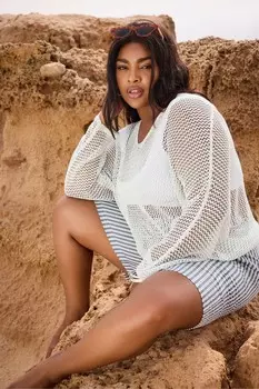 Джемпер металлик крючком Yours, серый