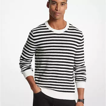 Джемпер Michael Kors Striped Cotton Blend, черный/белый