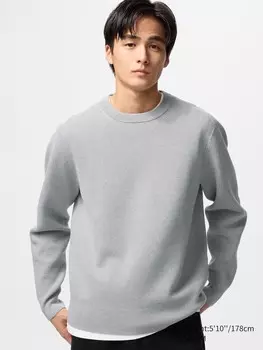 Джемпер Milano Ribed с круглым вырезом Uniqlo, цвет 03 серый