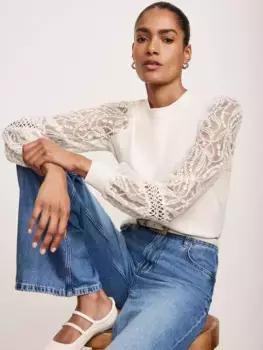 Джемпер Mint Velvet Embroidered Sleeve, слоновая кость