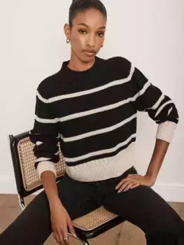 Джемпер Mint Velvet Stripe Crop, цвет black/cream