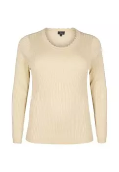 Джемпер MIT GLITZERFADEN Zizzi, бежевый