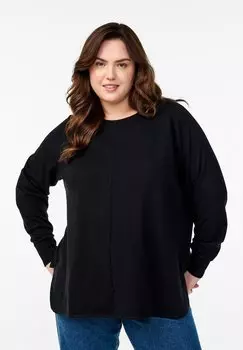 Джемпер MIT RUNDHALSAUSSCHNITT Zizzi, черный