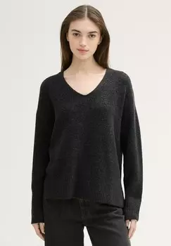 Джемпер MIT V-AUSSCHNITT TOM TAILOR DENIM, цвет Mottled Grey