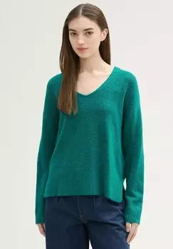 Джемпер MIT V-AUSSCHNITT TOM TAILOR DENIM, бирюзовый