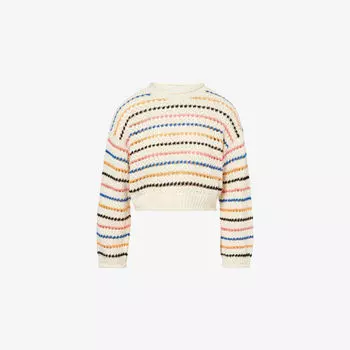 Джемпер Mother с полосками и рукавом колокол, белый