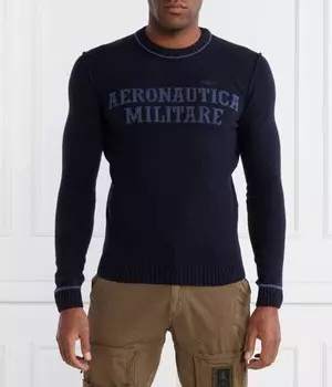 Джемпер мужской Aeronautica Militare шерстяной с окантовкой, синий