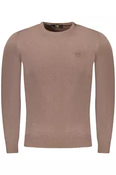 Джемпер мужской Cavalli Class облегающего кроя с вышитым логотипом, коричневый