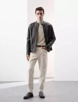 Джемпер на молнии из чистой мериносовой шерсти Extra Fine Autograph, цвет Light stone