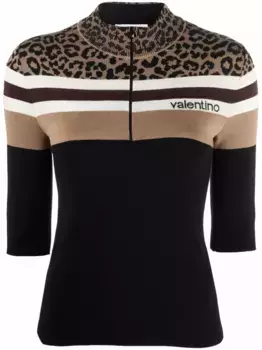 Джемпер на молнии с леопардовым принтом VALENTINO GARAVANI, черный