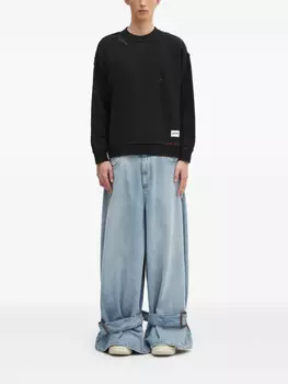 Джемпер Neighborhood с круглым вырезом и потертыми деталями, черный