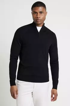 Джемпер облегающего кроя из вискозы с застежкой молнией на половину длины River Island, черный