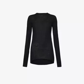 Джемпер облегающего кроя полупрозрачной шерстяной вязки Rick Owens, черный