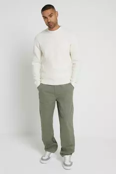 Джемпер облегающего кроя с длинными рукавами и вафельным узором River Island, бежевый