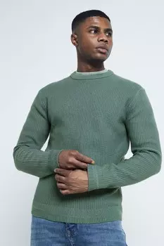 Джемпер облегающего кроя с длинными рукавами и вафельным узором River Island, зеленый