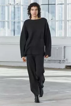 Джемпер однотяжной вязки с карманом ZARA, темно-серый