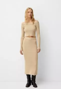 Джемпер OFF-THE-SHOULDER Bershka, коричневый