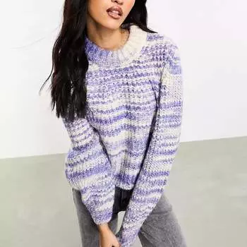 Джемпер Only Chunky Knit Jumper Space Dye, сиреневый/белый