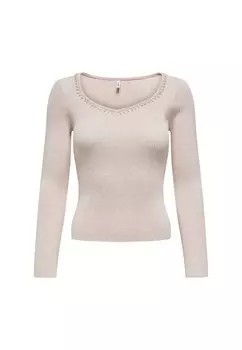 Джемпер ONLY с вырезом в форме сердца, бежевый