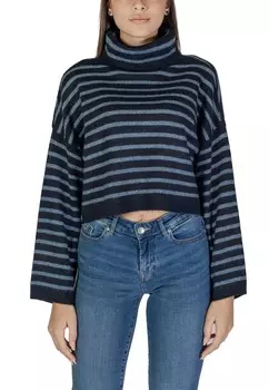 Джемпер ONLY укороченный в полоску, синий/черный