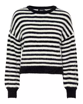 Джемпер ONLY в полоску, черный/белый
