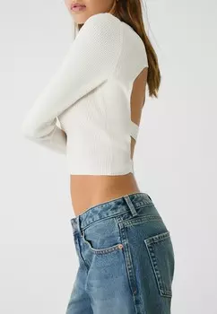 Джемпер OPEN BACK Stradivarius, кремовый