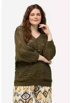 Джемпер OPENWORK 3/4 SLEEVE Ulla Popken, оливковый