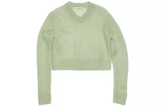 Джемпер открытой вязки с V-образным вырезом Acne Studios, серо-зеленый