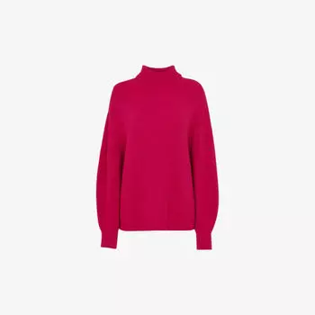 Джемпер оверсайз из эластичной смесовой шерсти с высоким воротником и воротником-стойкой Whistles, розовый