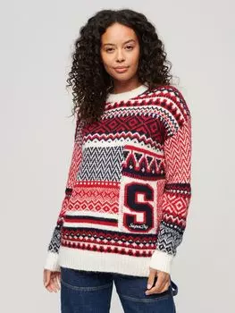 Джемпер оверсайз со смешанным узором Superdry, мульти
