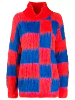 Джемпер оверсайз в клетку с высоким воротником MSGM, оранжевый