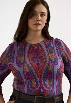 Джемпер PAISLEY COTTON-BLEND SWEATER Lauren Ralph Lauren Woman, фиолетовый