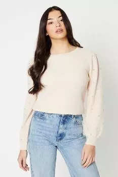 Джемпер Petite Blouson с декорированными рукавами Oasis, белый