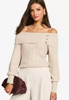Джемпер PETITE EYELASH BARDOT Lipsy, бежевый