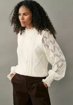 Джемпер PETITE FIT HIGH NECK COLLAR LACE LAYER Next, бежевый