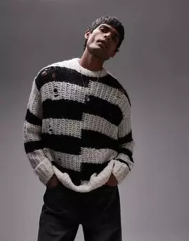 Джемпер Pip с круглым вырезом и полосками белого цвета AllSaints