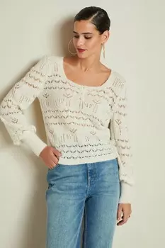 Джемпер Pointelle с квадратным вырезом Next, белый